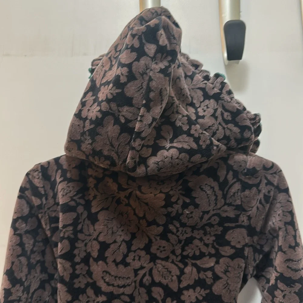 Matilda Jane Kids Robe with Pockets & Hood Size 4 - Velour Brown Floral - Picture 7 of 12